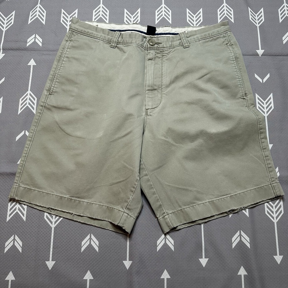 J Crew Broken In Regular Fit Chino Khaki Shorts Men 35W Solid‎ Beige Flat Front